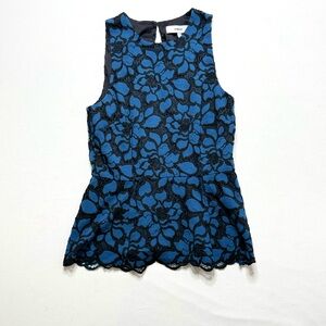Likely Blue and Black Lace Sleeveless Peplum Top Size XS